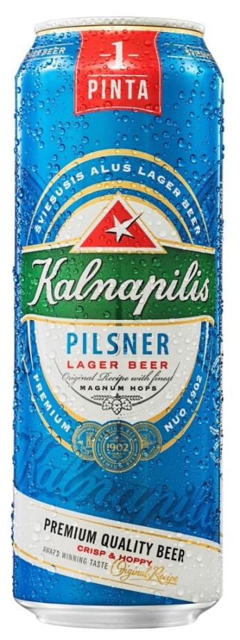 Prekės ženklas: 1 PINTA ŠVIESUSIS ALUS Kalnapilis PILSNER LAGER BEER